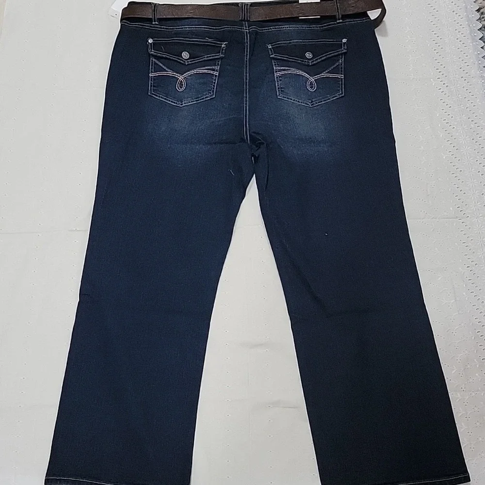 Wallflower Legendary‎ Fit Slim Bootcut Jeans Size 24 Evan Dark Wash Belted NWT